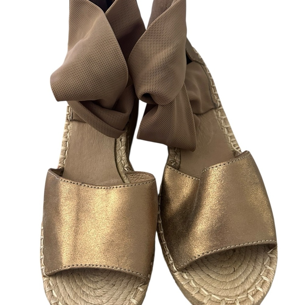 NEW Eileen Fisher Wiley Knot Espadrille Leather Wedge Sandals - Picture 3 of 5